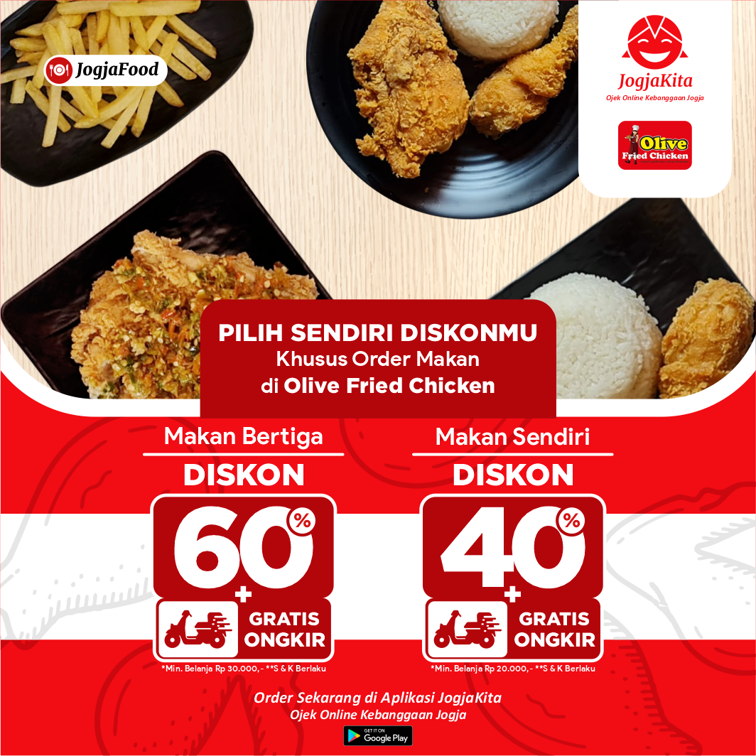 Order Olive Fried Chicken, Diskon 60% + Free Ongkir