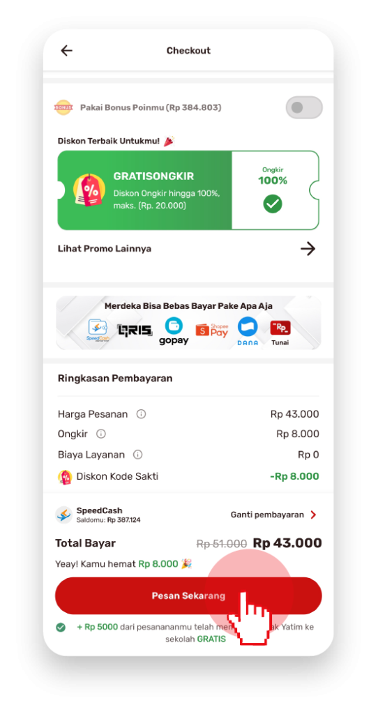Pakai Voucher GRATISONGKIR JogjaFood